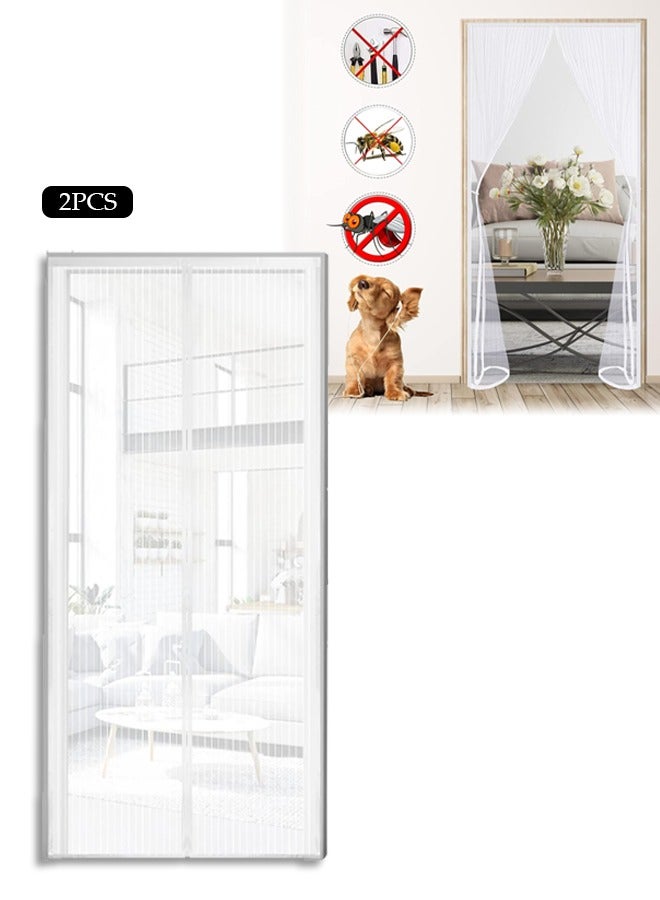DUNISO Magic Mesh Magnet Fly Screen Door with Tie, 100x210cm Anti Mosquito Mesh Net,Reinforced with Full Frame  Magic Tape and Special Windproof Design,Insect Protection Door no Gap, Easy to Install Without Drilling (White) - Image 1
